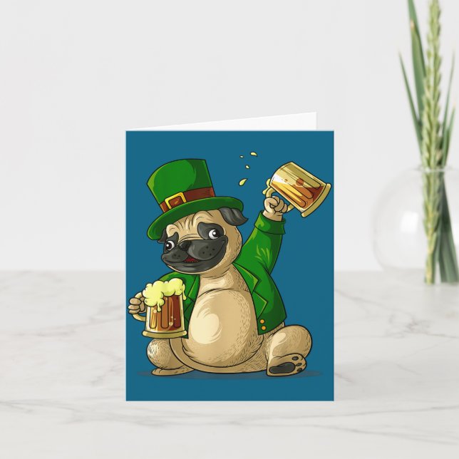 Cartão Irish Leprechaun St Patricks Day Shirt Funny Men W (Frente)