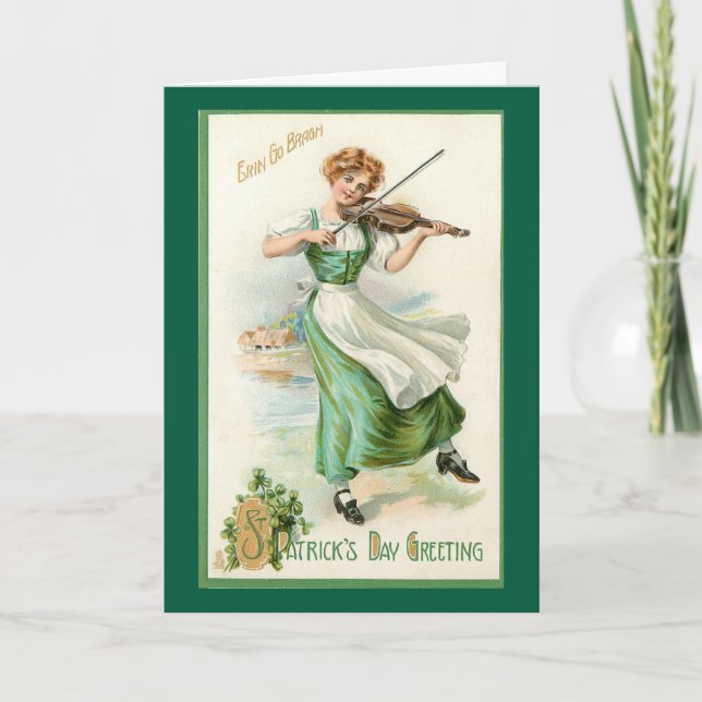 Cartão Irish Miss with Violin Greeting Card (Frente)