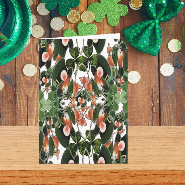 Cartão Irish Mouse Kaleidoscope Two St. Patrick's Day (Irish Mouse Kaleidoscope Two St Patrick's Day Card)