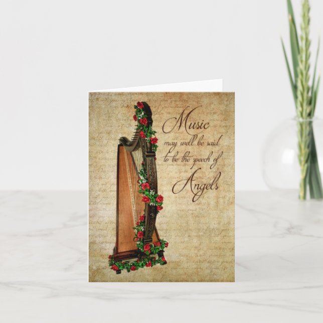 Cartão Irish Rose Harp Note Card (Frente)