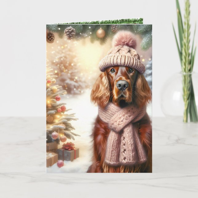 Cartão Irish Setter Christmas (Frente)