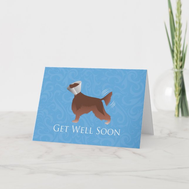 Cartão Irish Setter Get Well Soon Silhouette Dog in Cone (Frente)