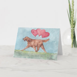 Cartão Irish Setter Hearts Dog Art Greeting Card