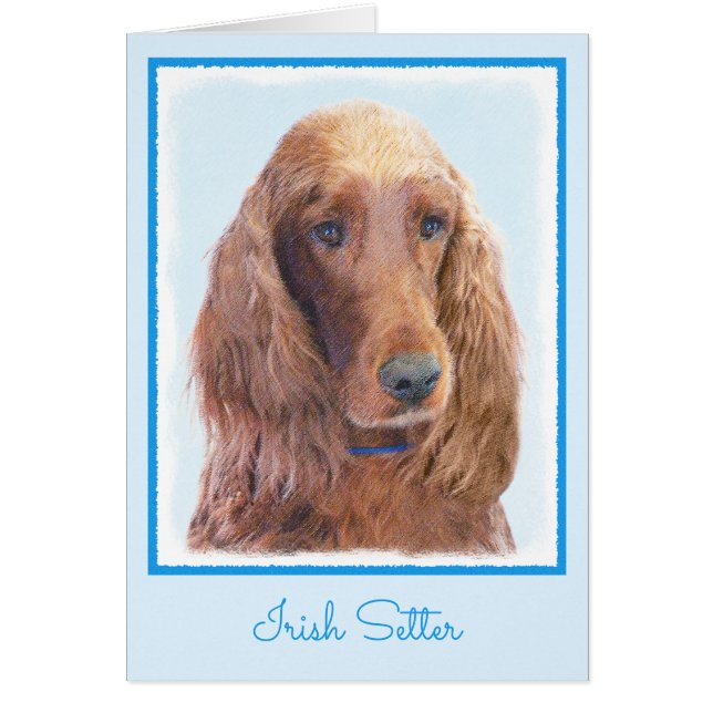 Cartão Irish Setter Painting - Bela Arte Original De Cach (Frente)