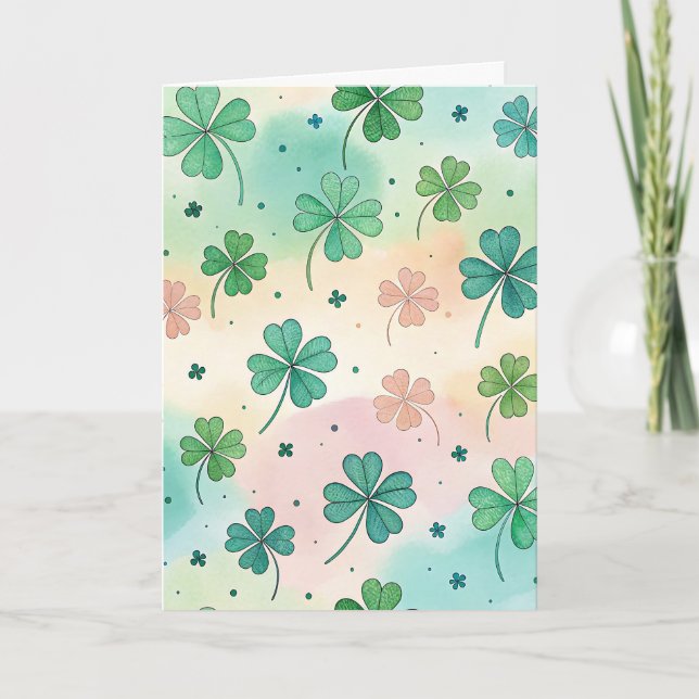 Cartão Irish Shamrock pattern note card  (Frente)