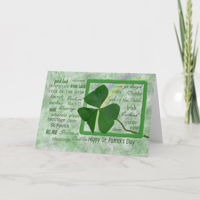 Cartão Irish Shamrock with Rainbow for St. Patrick's Day (Frente)