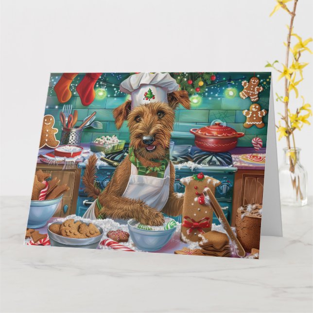 Cartão Irish Terrier Holiday Baking: Natal Festivo (Flor Amarela)