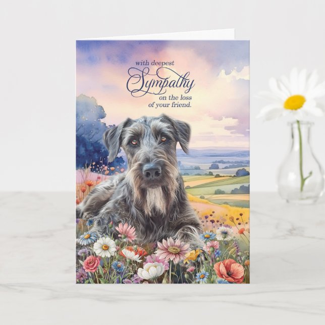 Cartão Irish Wolfhound Dog with Wildflowers Pet Sympathy (Planta pequena)