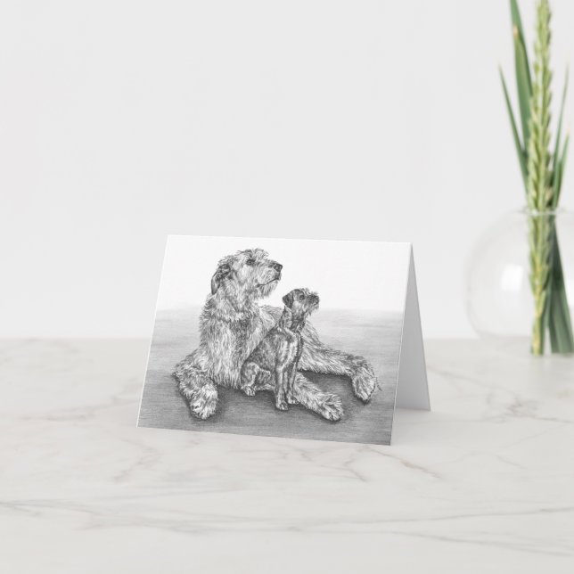 Cartão Irish Wolfhound Dogs Drawing by Kelli Swan (Frente)