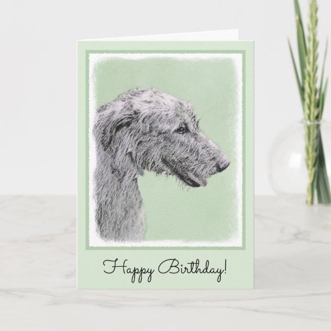 Cartão Irish Wolfhound Painting - Cute Original Dog Art (Frente)