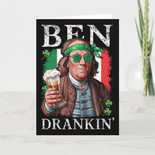 Cartão Irlandês Ben Bebendo Cerveja - St Pattys Homens e