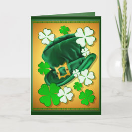 Cartão irlandês do chapéu e dos trevos