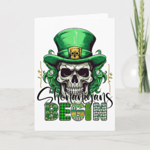 Cartão Irlandês Verde Deixe os Shenanigans Começarem Retr