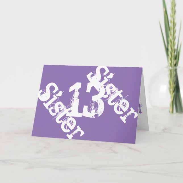 Cartão Irmã, 13, branca em pueple. (Frente)