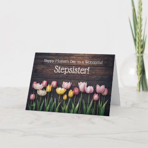 Cartão Irmã da Madrasta Feliz Dia das Mães Tulipas Fofas