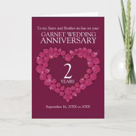 Cartão Irmã do aniversário de casamento do segundo Garnet