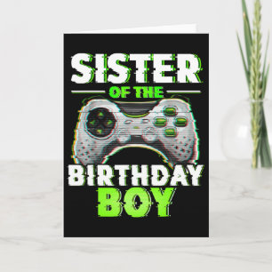 Cartão Irmã Do Menino Do Aniversário Video Gamer Combinan