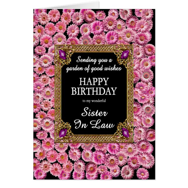 Cartão Irmã em Direito Aniversário Disies Rosa Rosa (Frente)