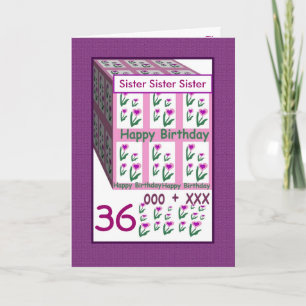 Cartão IRMÃ - Feliz 36º aniversário