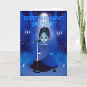Cartão Irmã Feliz Aniversário Cantando Deva Cute Card