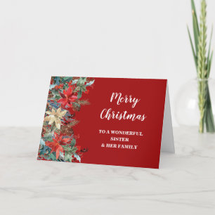 Cartão Irmã Floral Russa e Família Feliz Natal