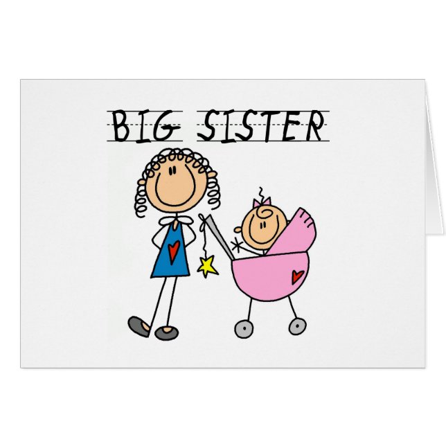 Cartão Irmã Grande com t-shirts e presentes (Frente Horizontal)