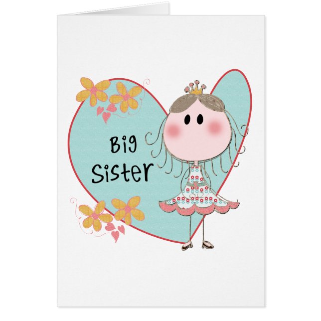 Cartão Irmã Grande Princesa do Coração Azul (Frente)