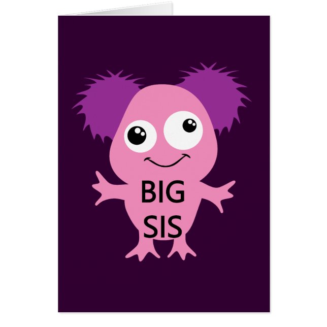 Cartão Irmã Grande Rosa Monstro (Frente)