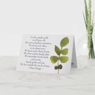 Cartão Irmã Irmã Sentimental Poem Irmão Aniversário Irmão