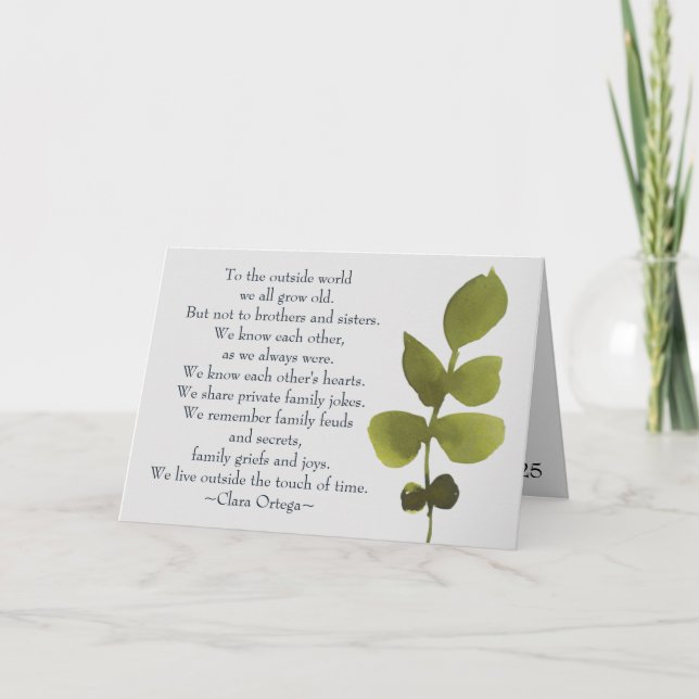 Cartão Irmã Irmã Sentimental Poem Irmão Aniversário Irmão (Frente)