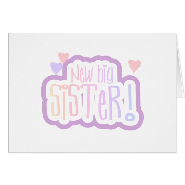 Cartão Irmã mais velha nova do texto da lavanda (Frente Horizontal)