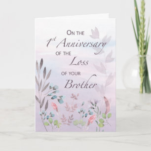 Cartão Irmão 1º Aniversário de Perda Aquarela Flores