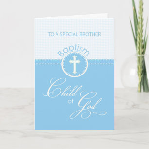 Cartão Irmão Baptism Parabéns Criança Azul de Deus
