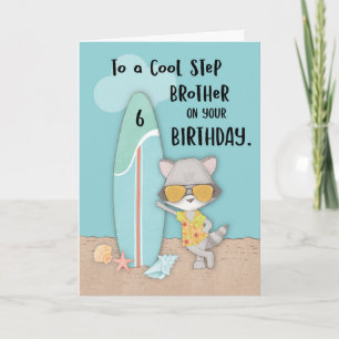 Cartão Irmão Birthday Beach Funny Raccoon
