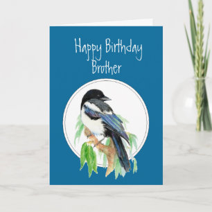 Cartão Irmão Birthday Magpie, Bird, Natureza