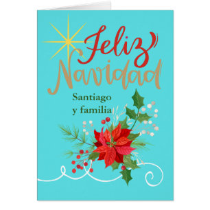 Cartão Irmão e Família Natal Espanhol Feliz Navidad