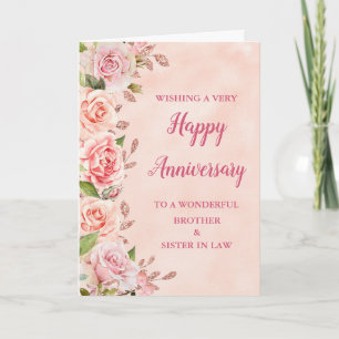 Cartão Irmão e Irmã Rosa no Aniversário do Casamento de D