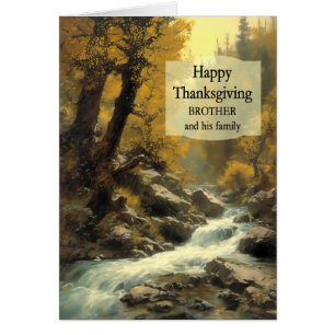 Cartão Irmão e sua Floresta de Ação de Graças da Família