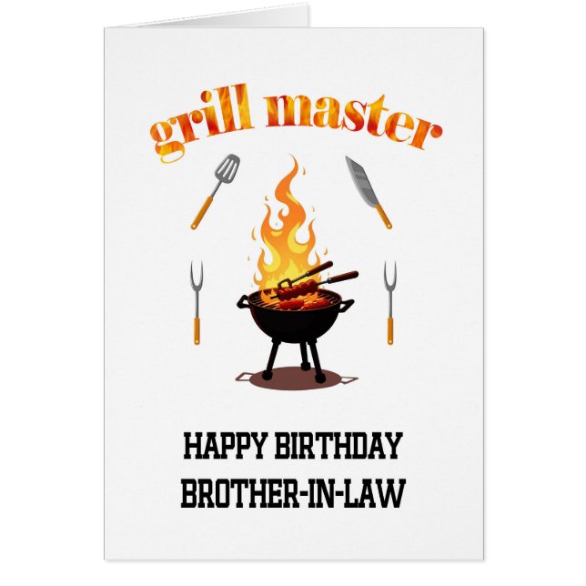Cartão Irmão Em Lei Grill Master Birthday (Frente)