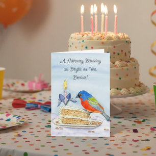 Cartão Irmão Feliz Aniversário de Fevereiro Bunt Pintado