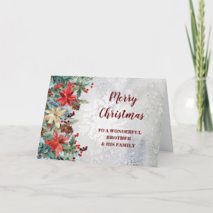 Cartão Irmão Floral Russo e Família Feliz Natal