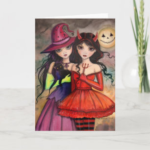 Cartão Irmãs da Arte de Fantasia Gótica do Halloween