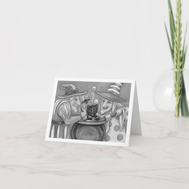 CARTÃO IRMÃS DE BRUXAS, GATO NEGRO E TRASEIRO (Frente)