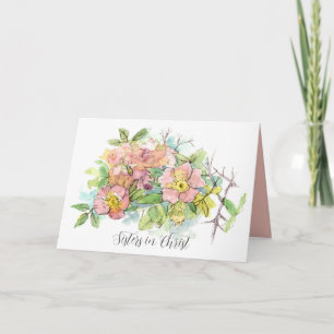 Cartão Irmãs em Cristo Para a Vida Abelha Rosa Flores