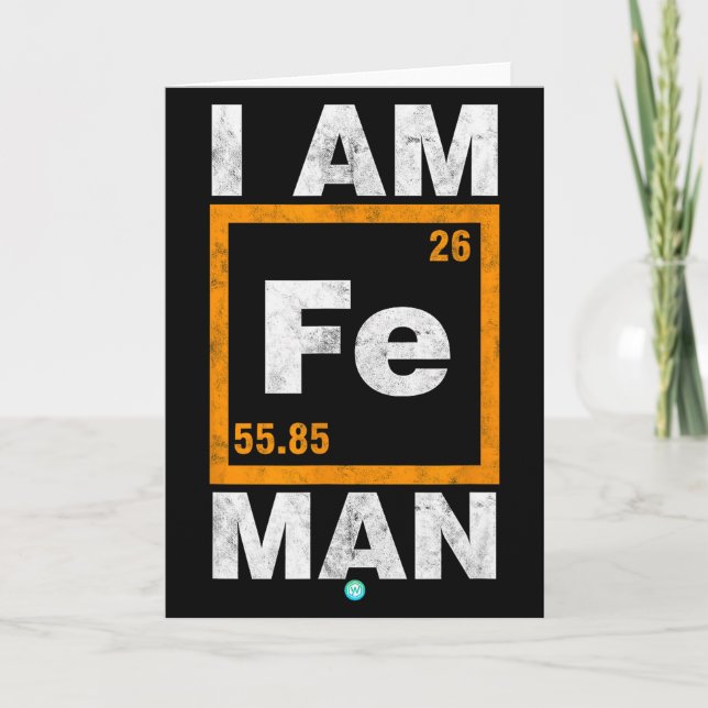 Cartão Iron (fe) Man Funny Periodic Elemen Gift  (Frente)