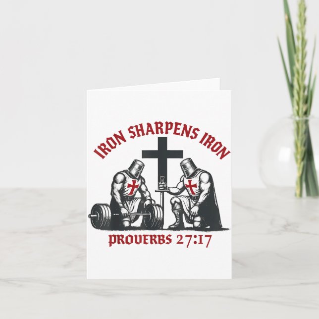 Cartão Iron Sharpens Iron Bible Scripture Christian Gym W (Frente)