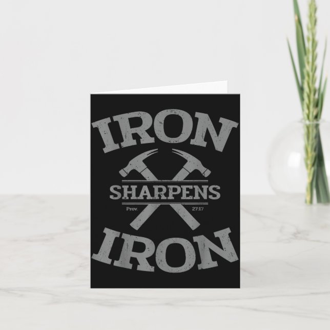 Cartão Iron Sharpens Iron Proverbs 27_17 Gym Workout Men  (Frente)