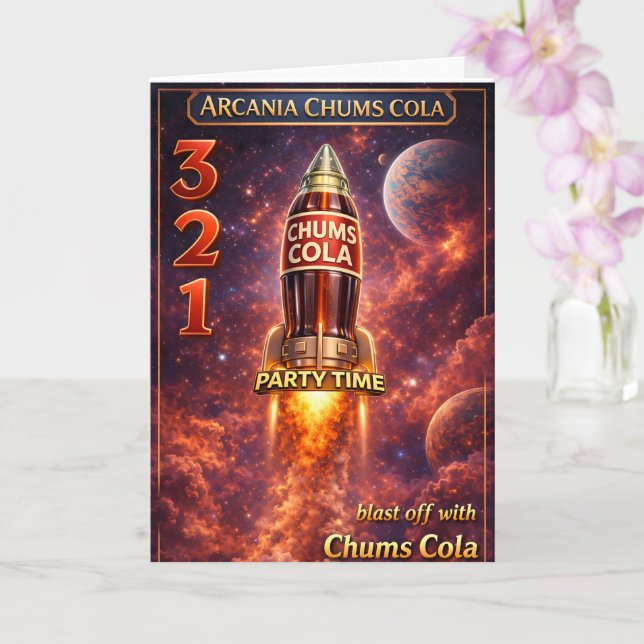 Cartão Irritado com os amigos da Arcadia cola retro ficçã (Orquídea)