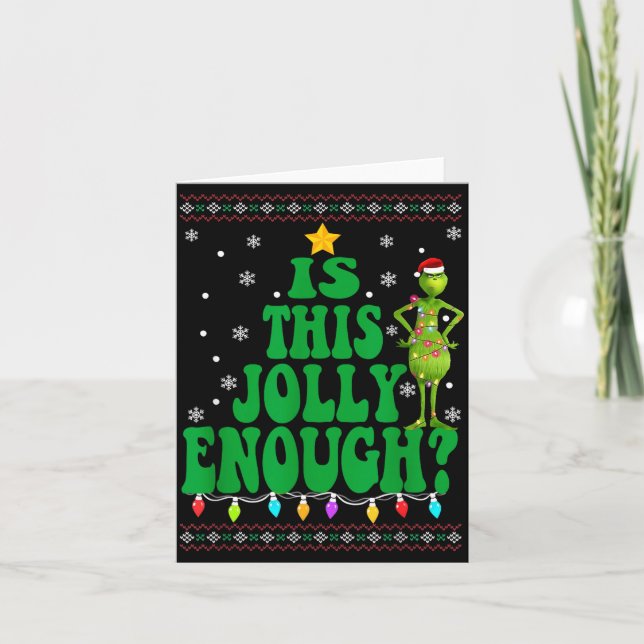 Cartão Is This Jolly Enough Merry Christmas Tree Lights F (Frente)