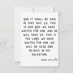Cartão Isaiah 25:9 KJV Bíblia Verse Flat Greeting Card